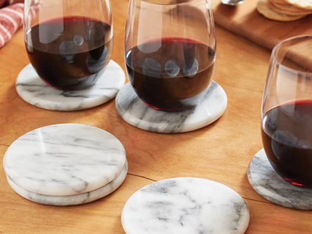 Fox Run | White Marble Coasters Set of 6 Discount